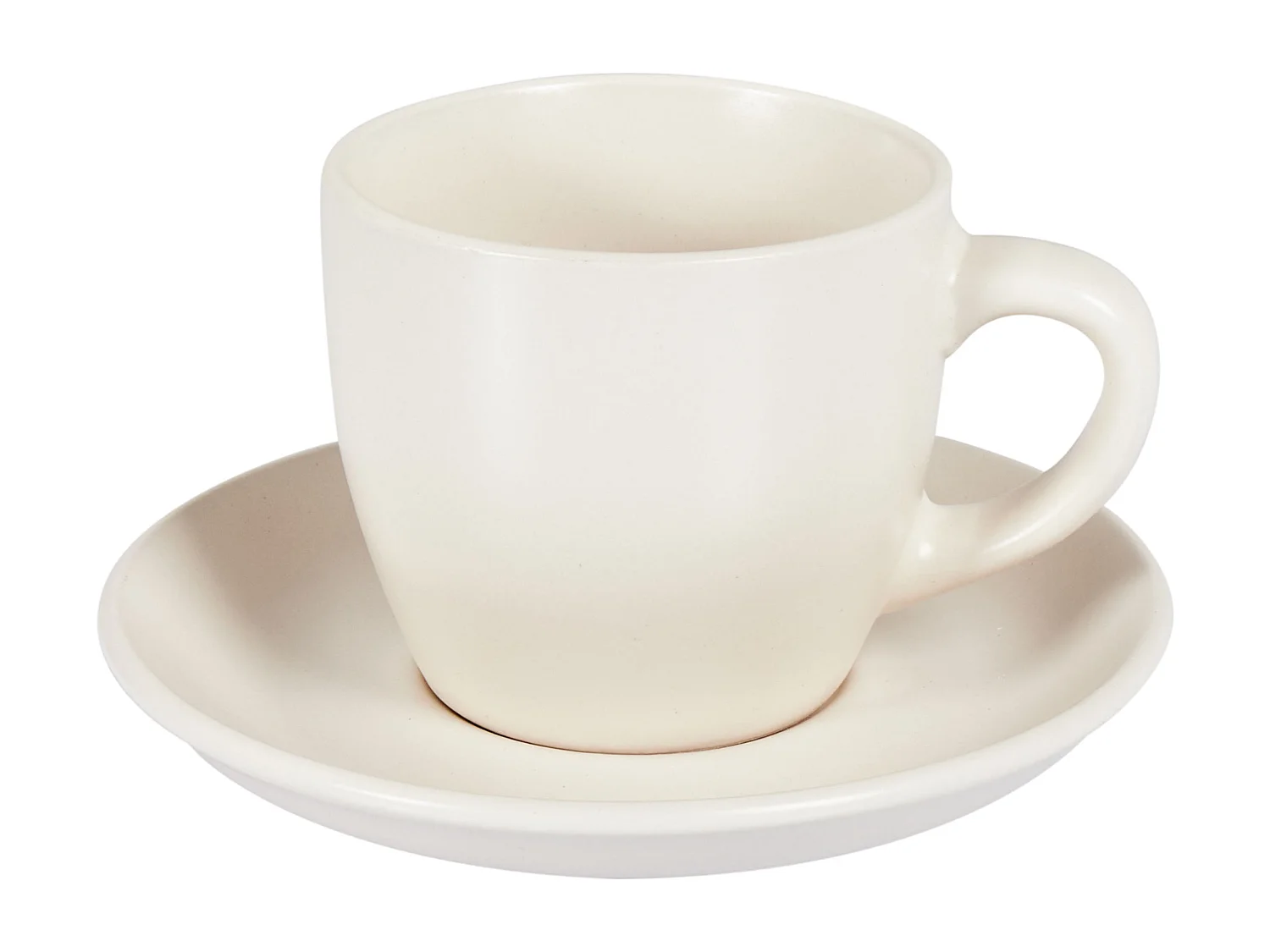 Set de 4 tasses avec soucoupes CARAWAY Grès Blanc cassé