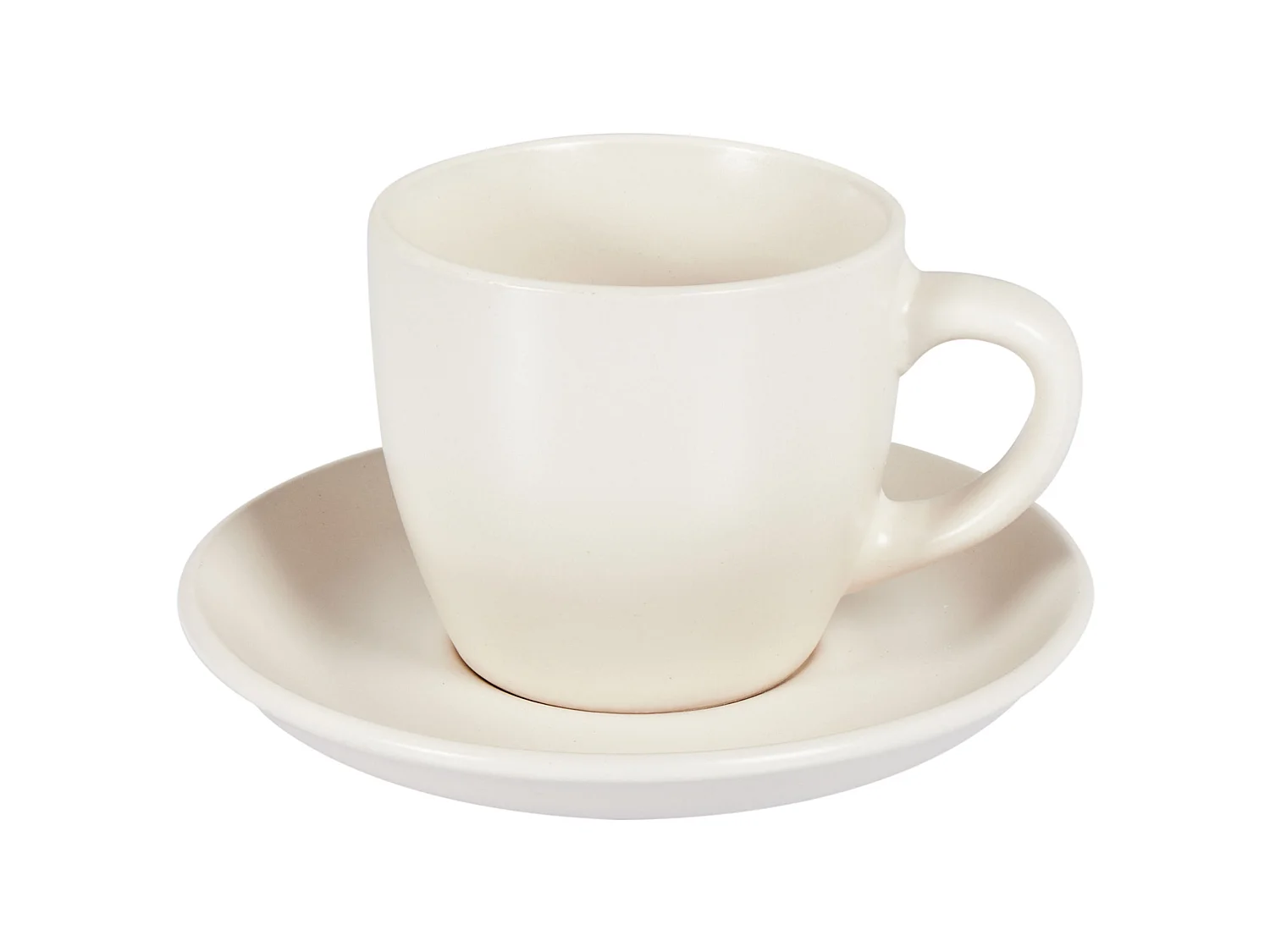Set of 4 Cups with Saucers CARAWAY Stoneware Off-White