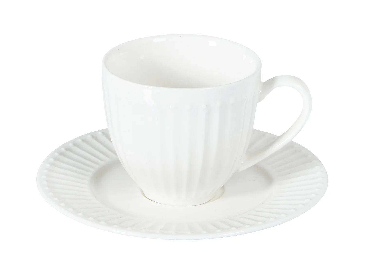 Tassen 4er Set mit Untertellern COWSLIP Porzellan Weiss
