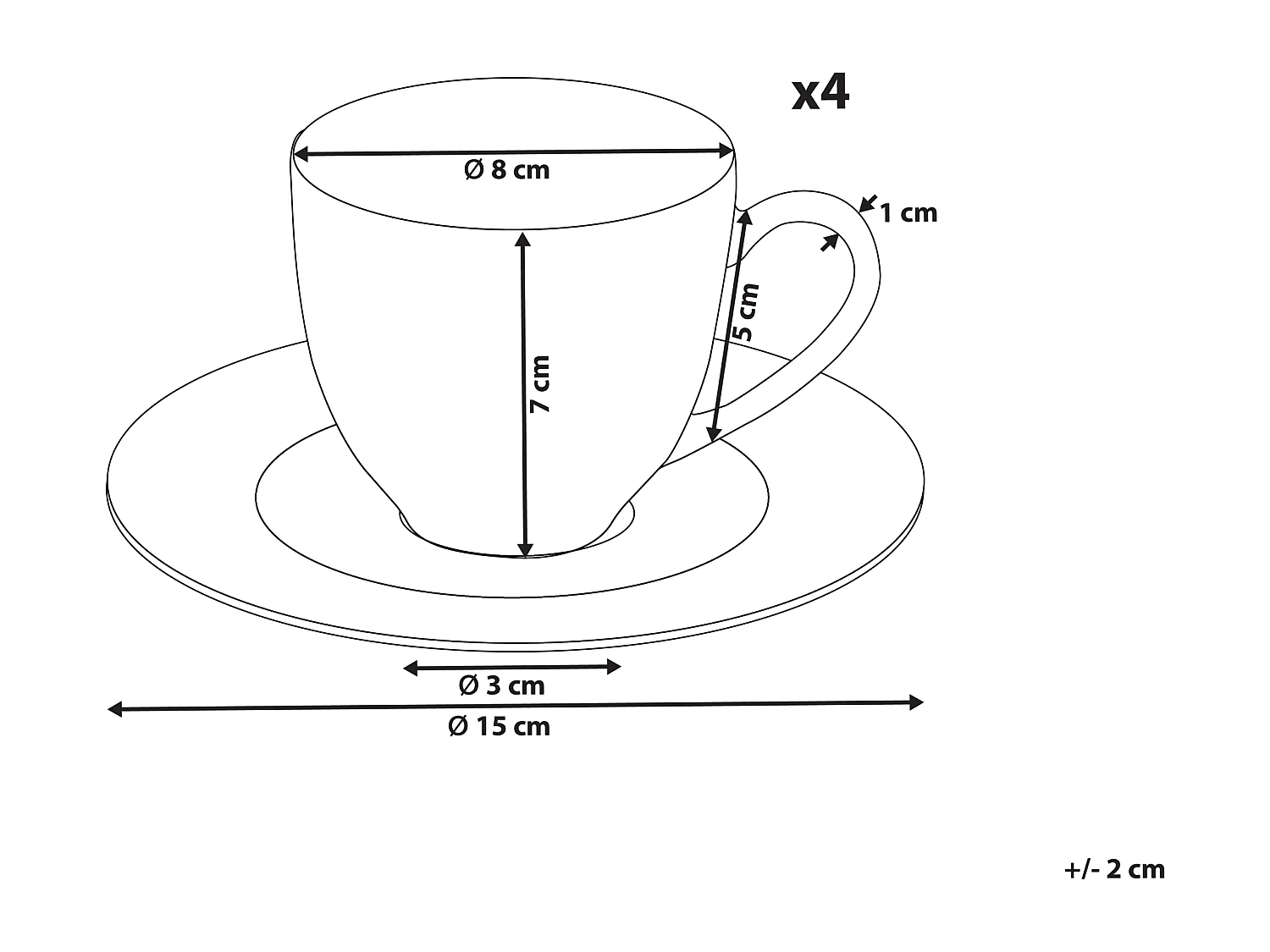 Set de 4 tasses avec soucoupes COWSLIP Porcelaine Blanc