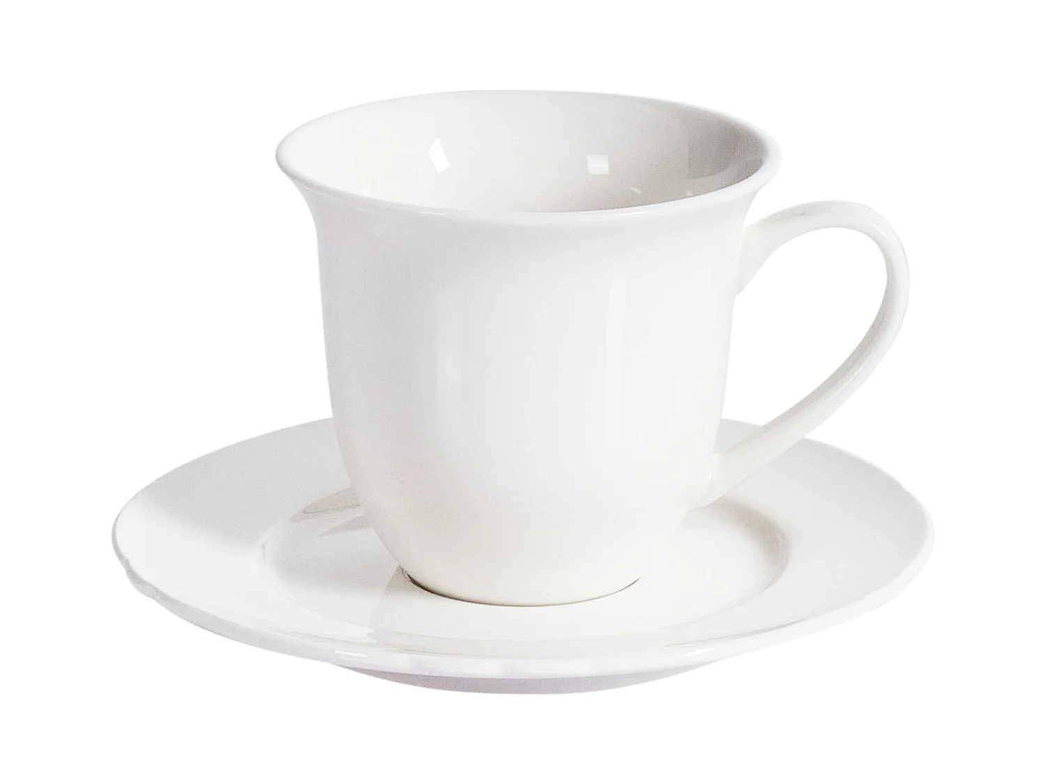 Tassen 4er Set mit Untertellern ELDERBERRY Porzellan Weiss
