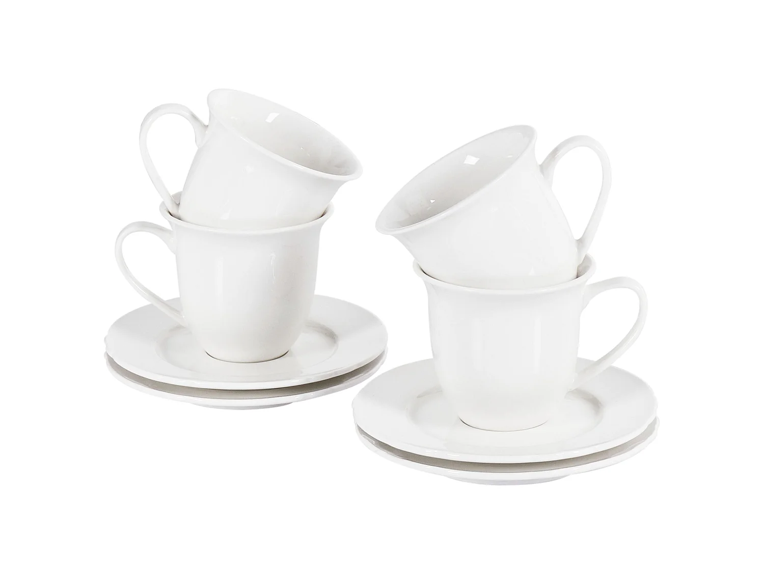 Set of 4 Cups with Saucers ELDERBERRY Porcelain White