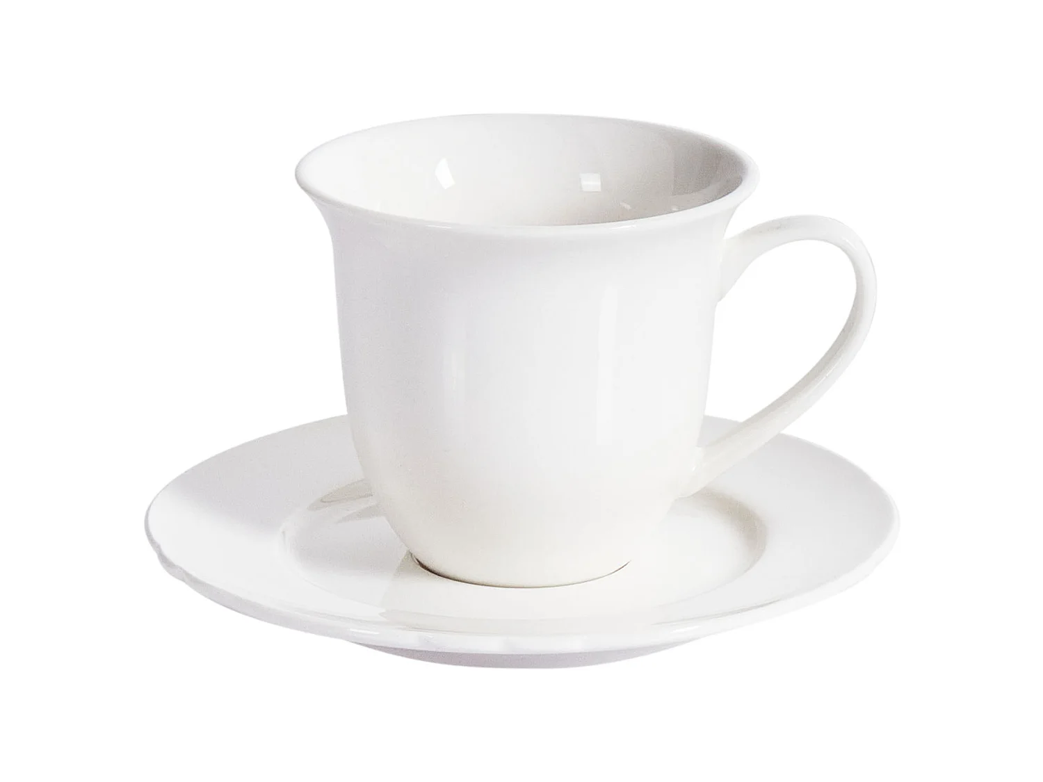 Set of 4 Cups with Saucers ELDERBERRY Porcelain White