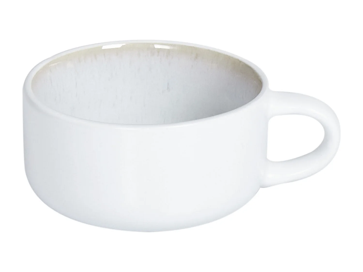 Tassen 4er Set mit Untertellern SESAME Steinzeug Cremeweiss