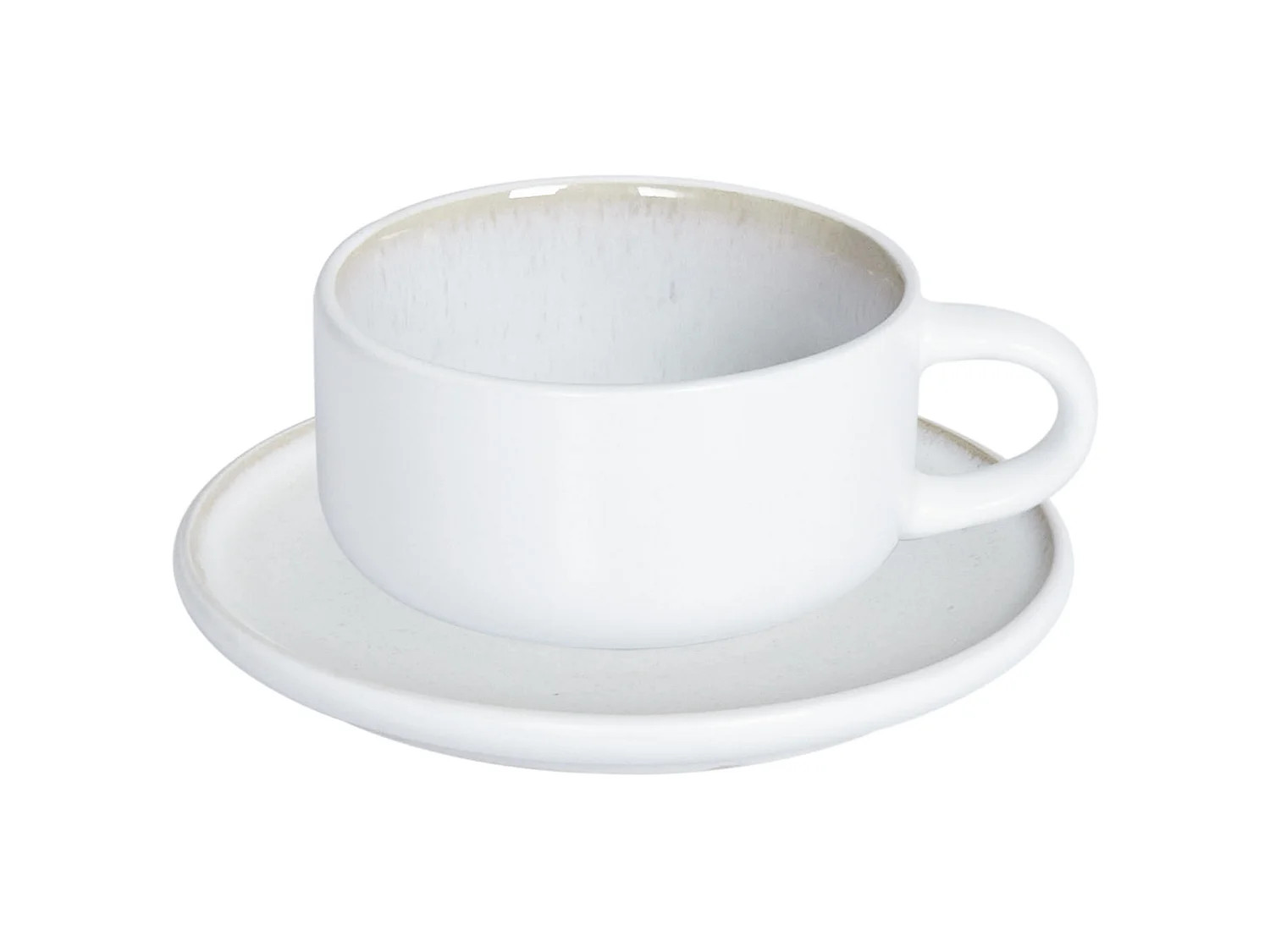 Set of 4 Cups with Saucers SESAME Stoneware Off-White
