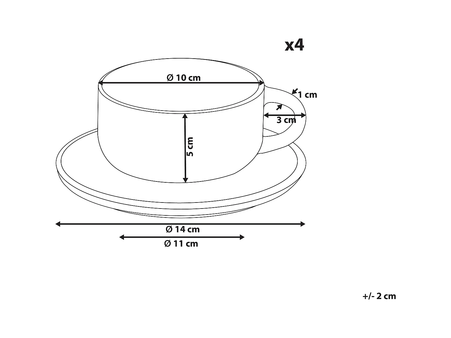 Zestaw 4 filiżanek ze spodkami JUNIPER Kamionka Błękitny