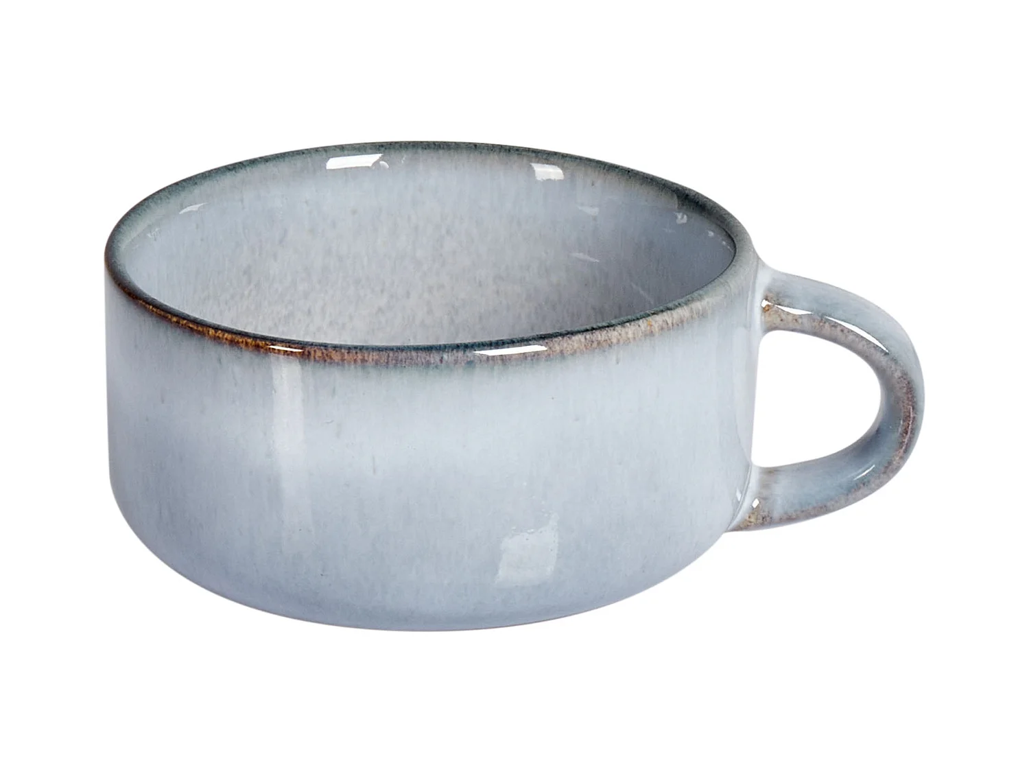 Zestaw 4 filiżanek ze spodkami JUNIPER Kamionka Błękitny