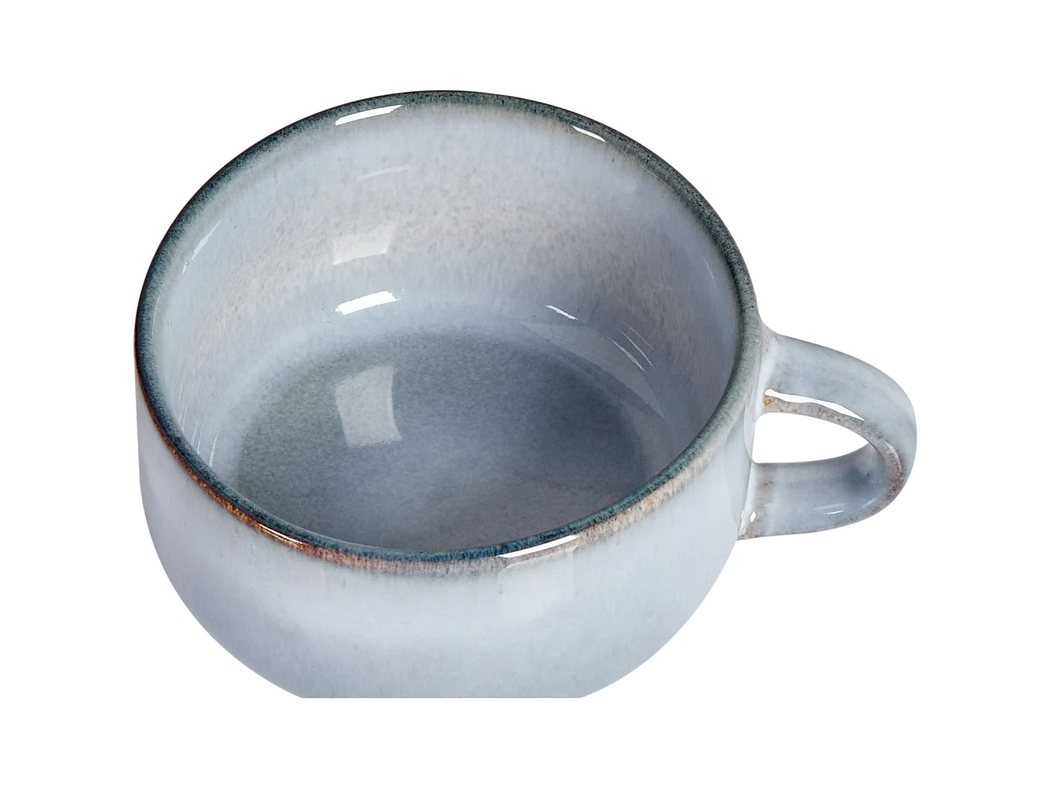 Zestaw 4 filiżanek ze spodkami JUNIPER Kamionka Błękitny