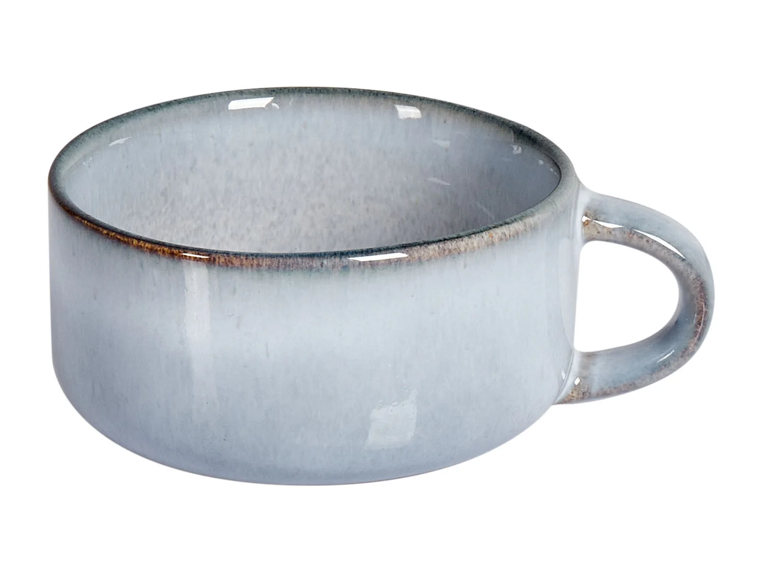 Set van 4 kopjes met schotels JUNIPER Steengoed Lichtblauw