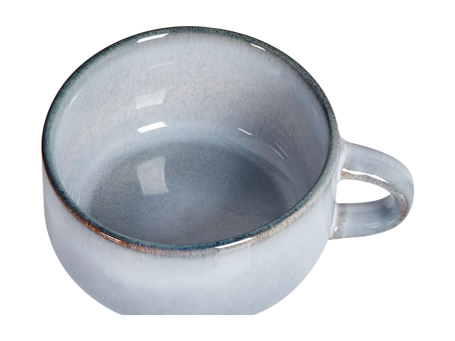 Set de 4 tasses avec soucoupes JUNIPER Grès Bleu clair