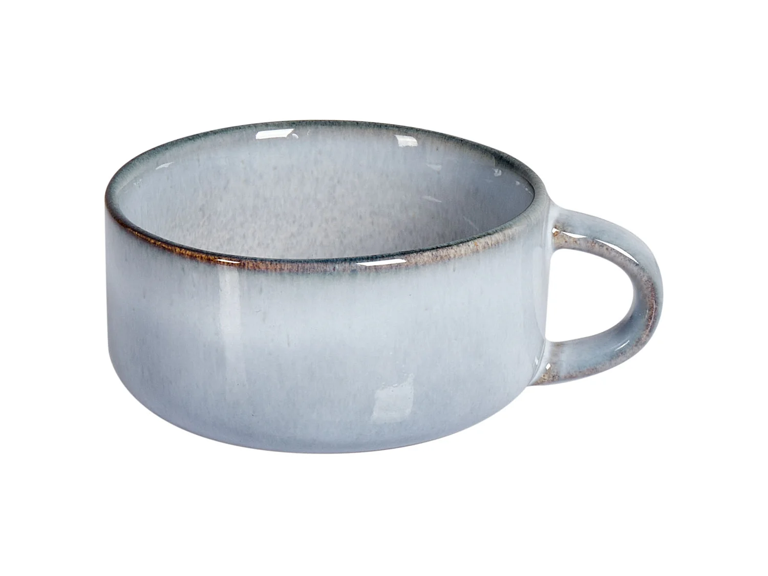 Set of 4 Cups with Saucers JUNIPER Stoneware Light Blue