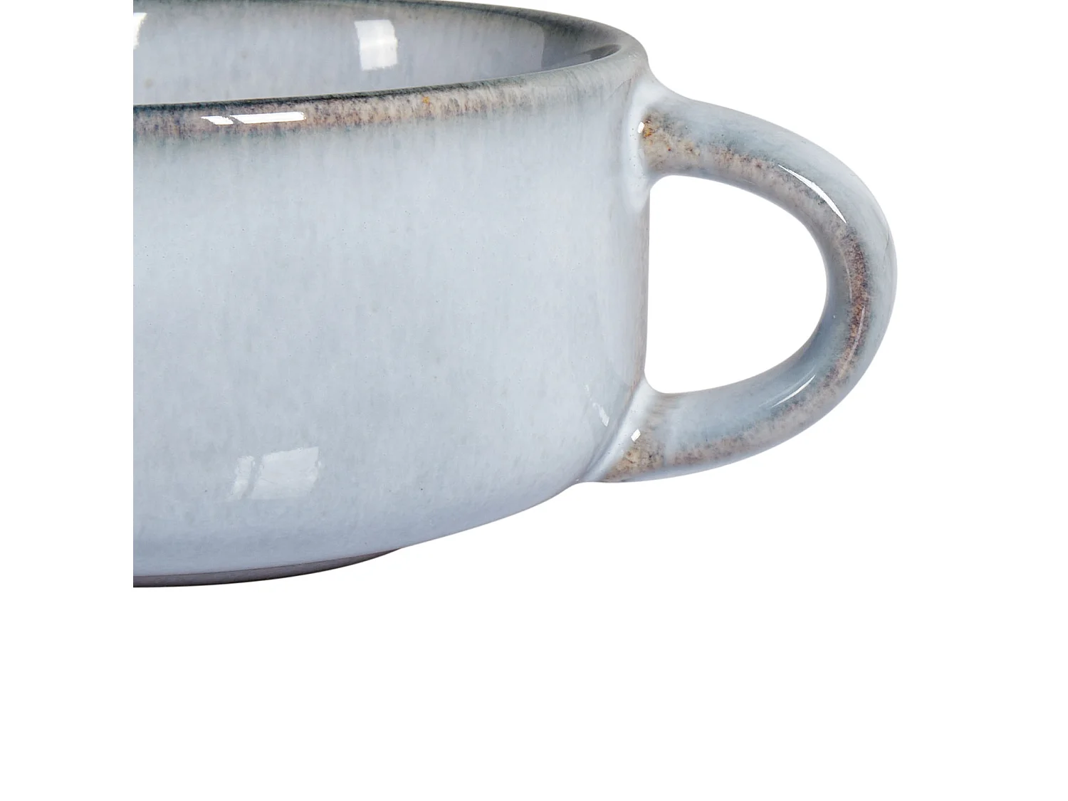 Set of 4 Cups with Saucers JUNIPER Stoneware Light Blue