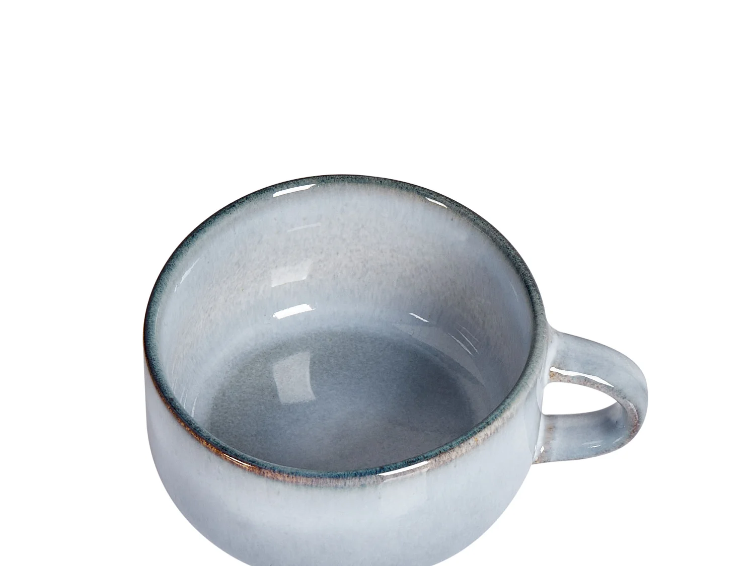 Set of 4 Cups with Saucers JUNIPER Stoneware Light Blue