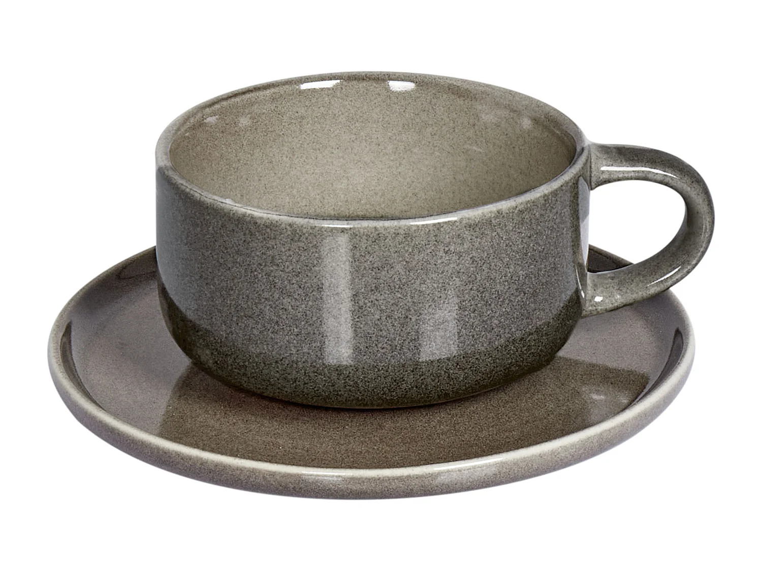 Set van 4 kopjes met schotels COSTMARY Steengoed Grijs