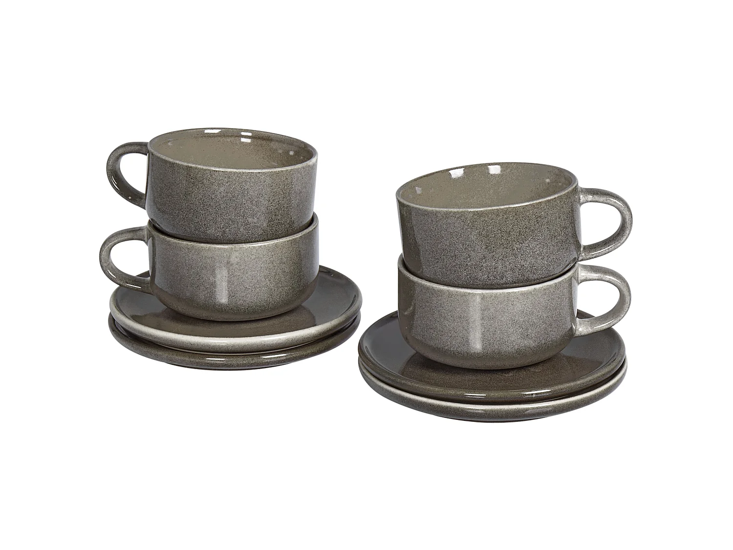 Set di 4 tazze con piattini COSTMARY Gres porcellanato Grigio