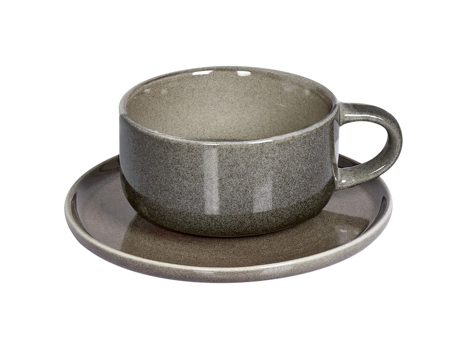 Set di 4 tazze con piattini COSTMARY Gres porcellanato Grigio