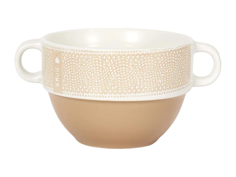 Lot de 2 bols avec anses 50 cl 100% céramique ROMANE terracotta