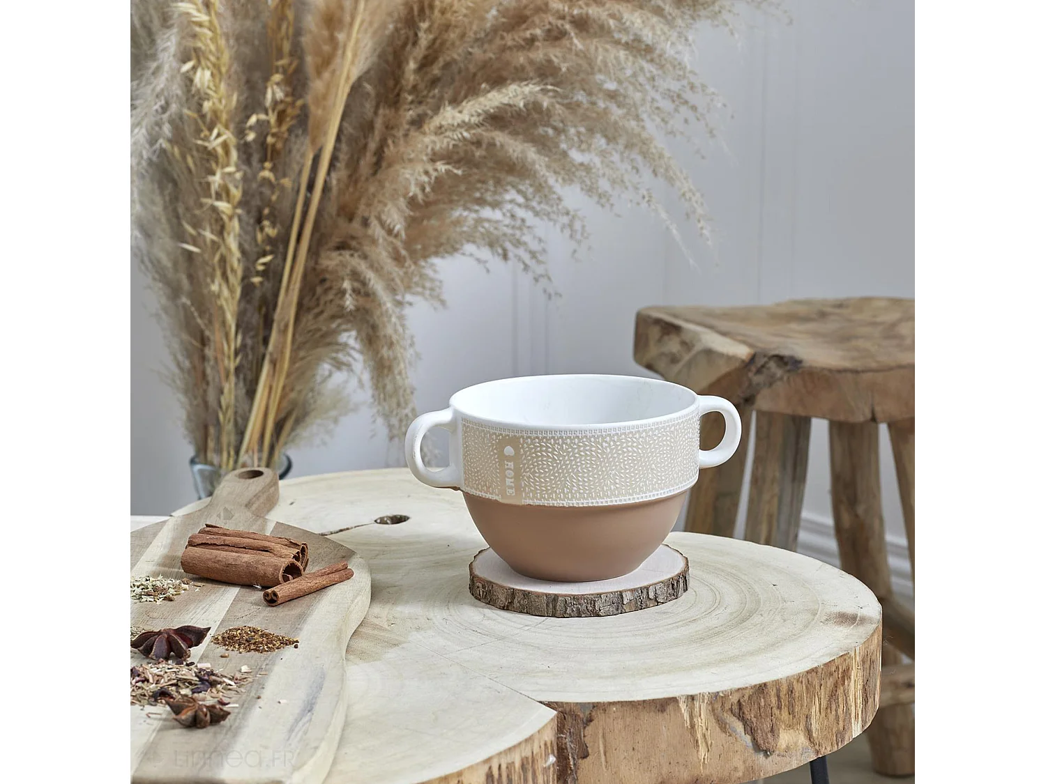 Lot de 2 bols avec anses 50 cl 100% céramique ROMANE terracotta