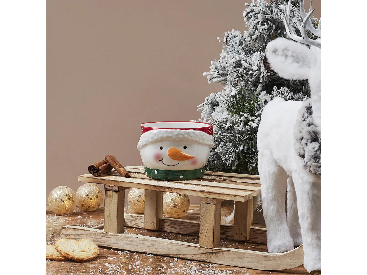 Bol en relief en céramique 45 cl CHRISTMAS TIME bonhomme de neige