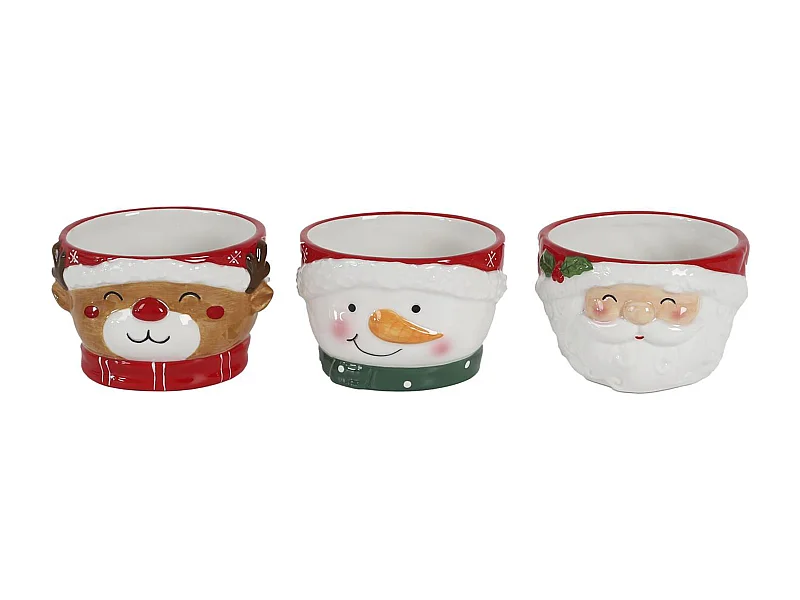 Lot de 3 bols en relief en céramique 45 cl CHRISTMAS TIME multicolore
