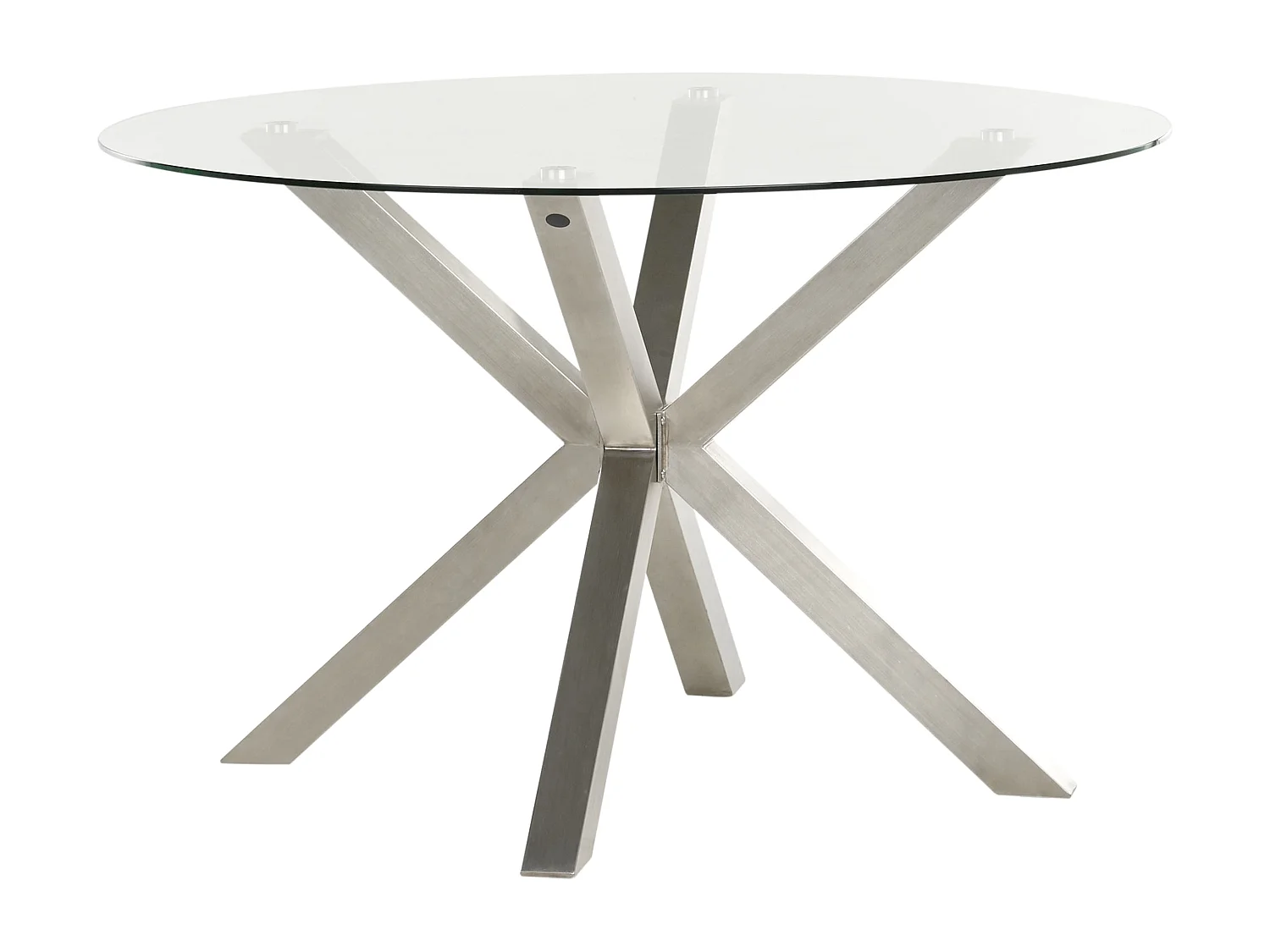 Gartentisch Glas transparent Edelstahl silber rund ⌀120cm X-Beine modern Maletto