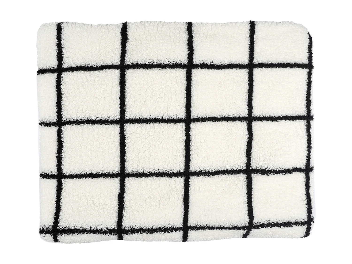 Plaid Sherpa Blanc Rayures Noir 130x160cm Blanc, Noir
