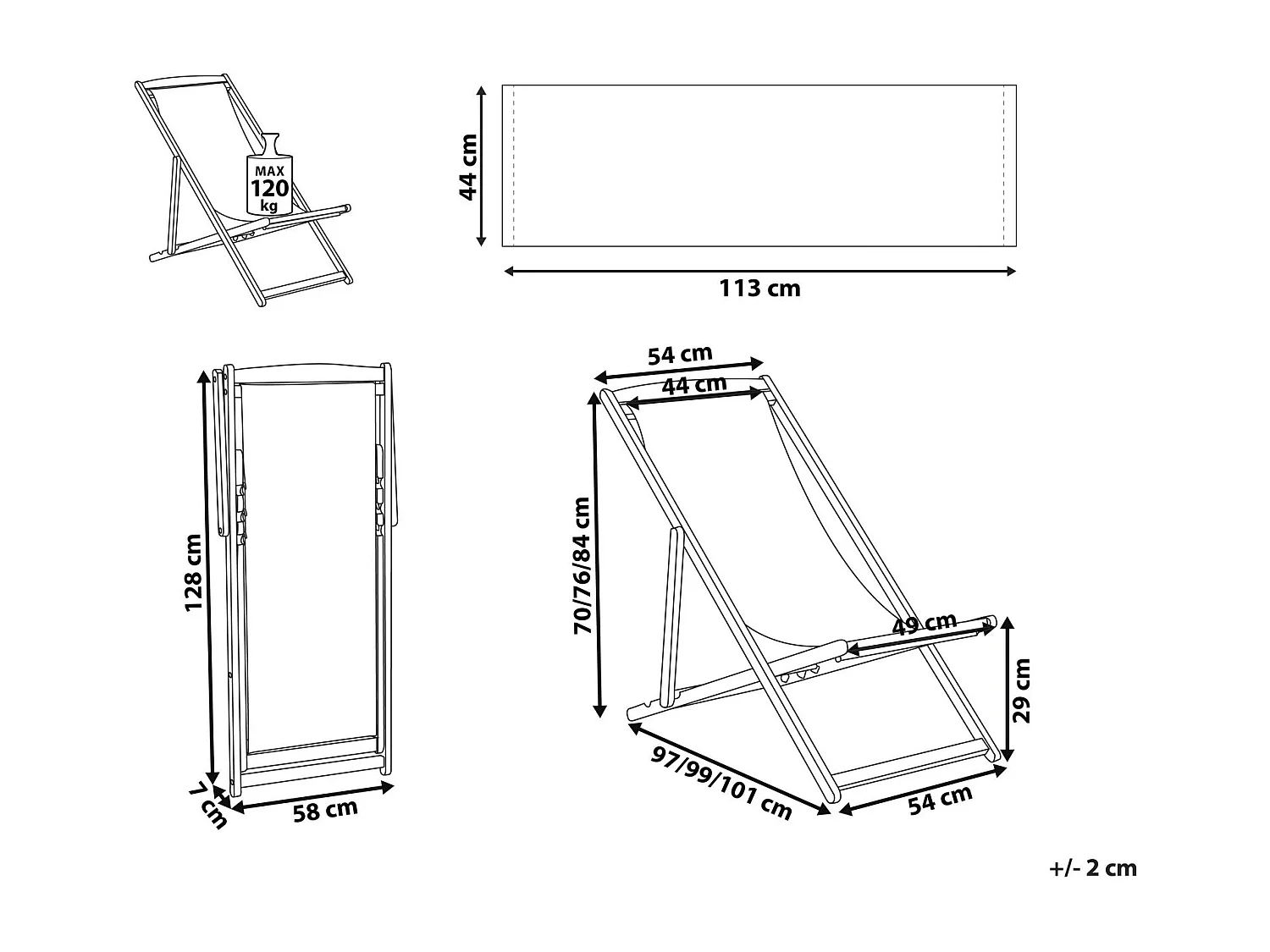 Inklapbare ligstoel ANZIO Acaciahout Rood