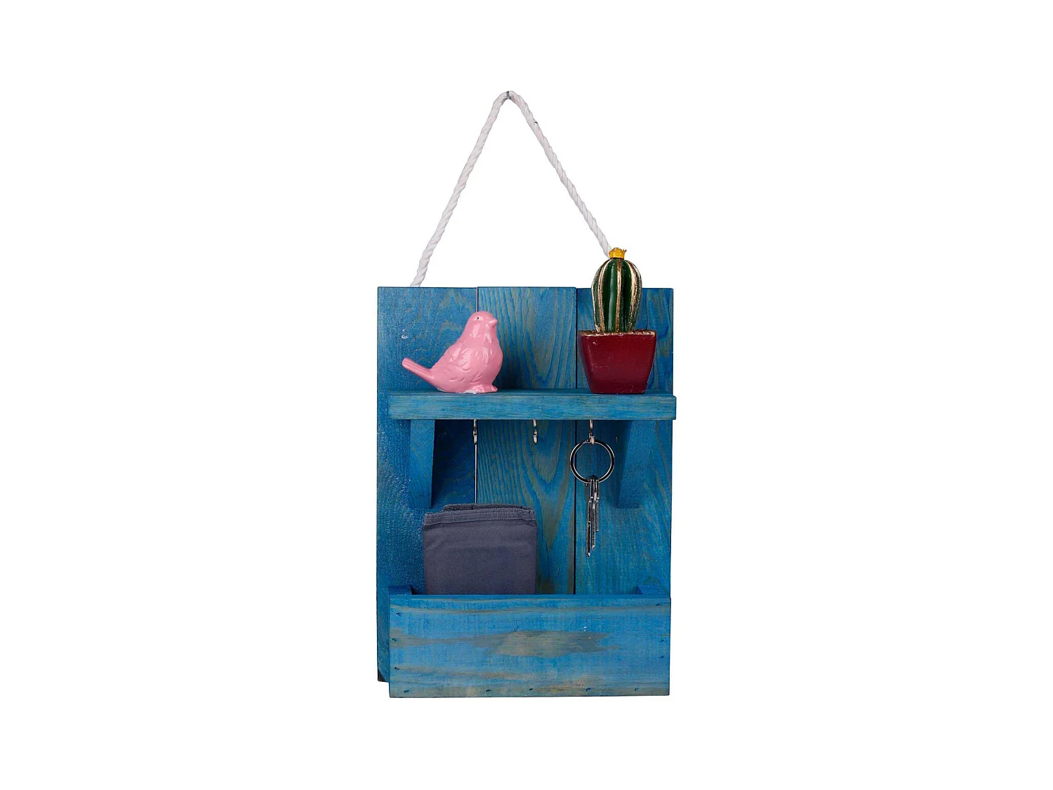 Support à clés en bois avec range courrier Holder