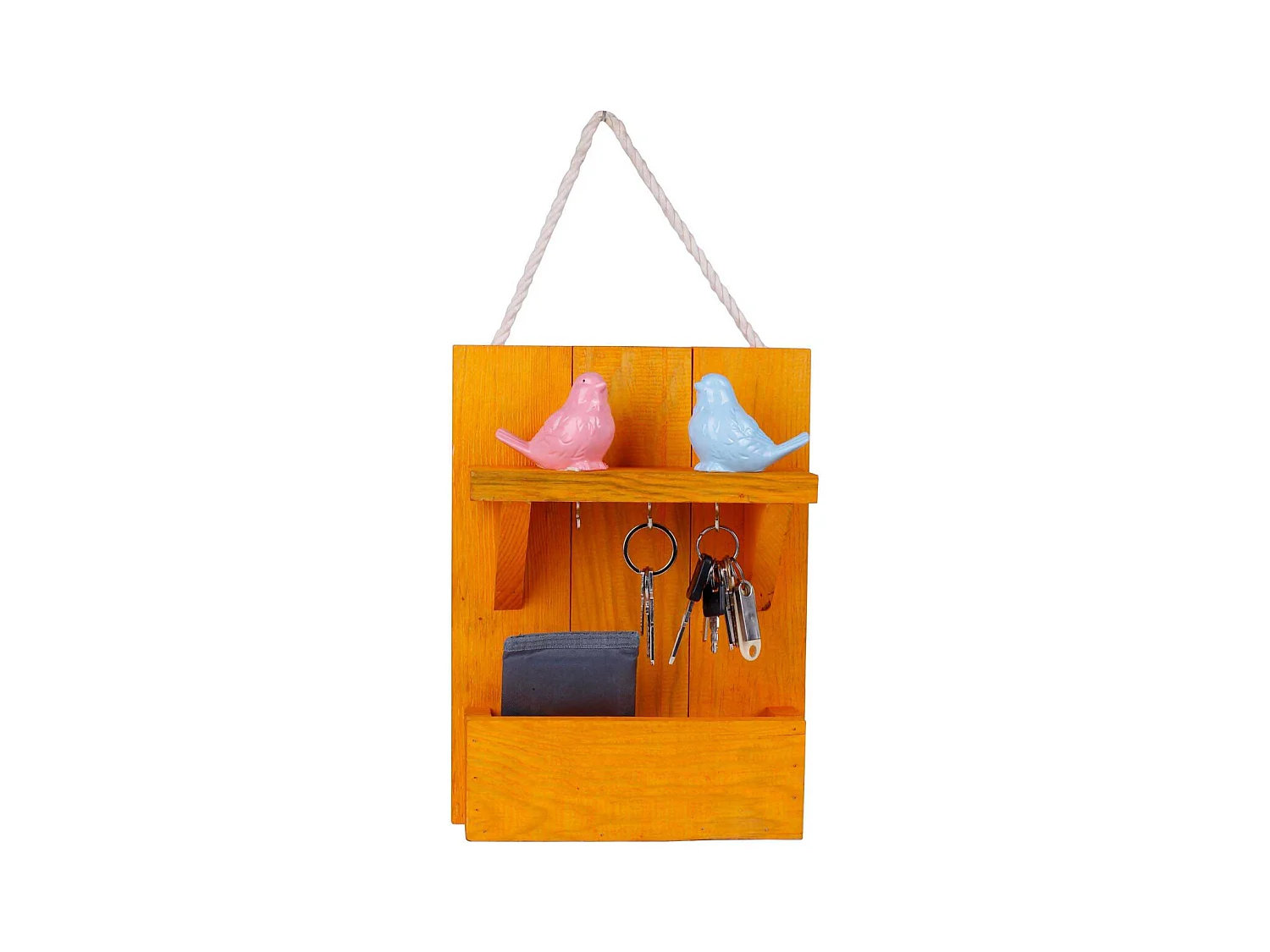 Support à clés en bois avec range courrier Holder