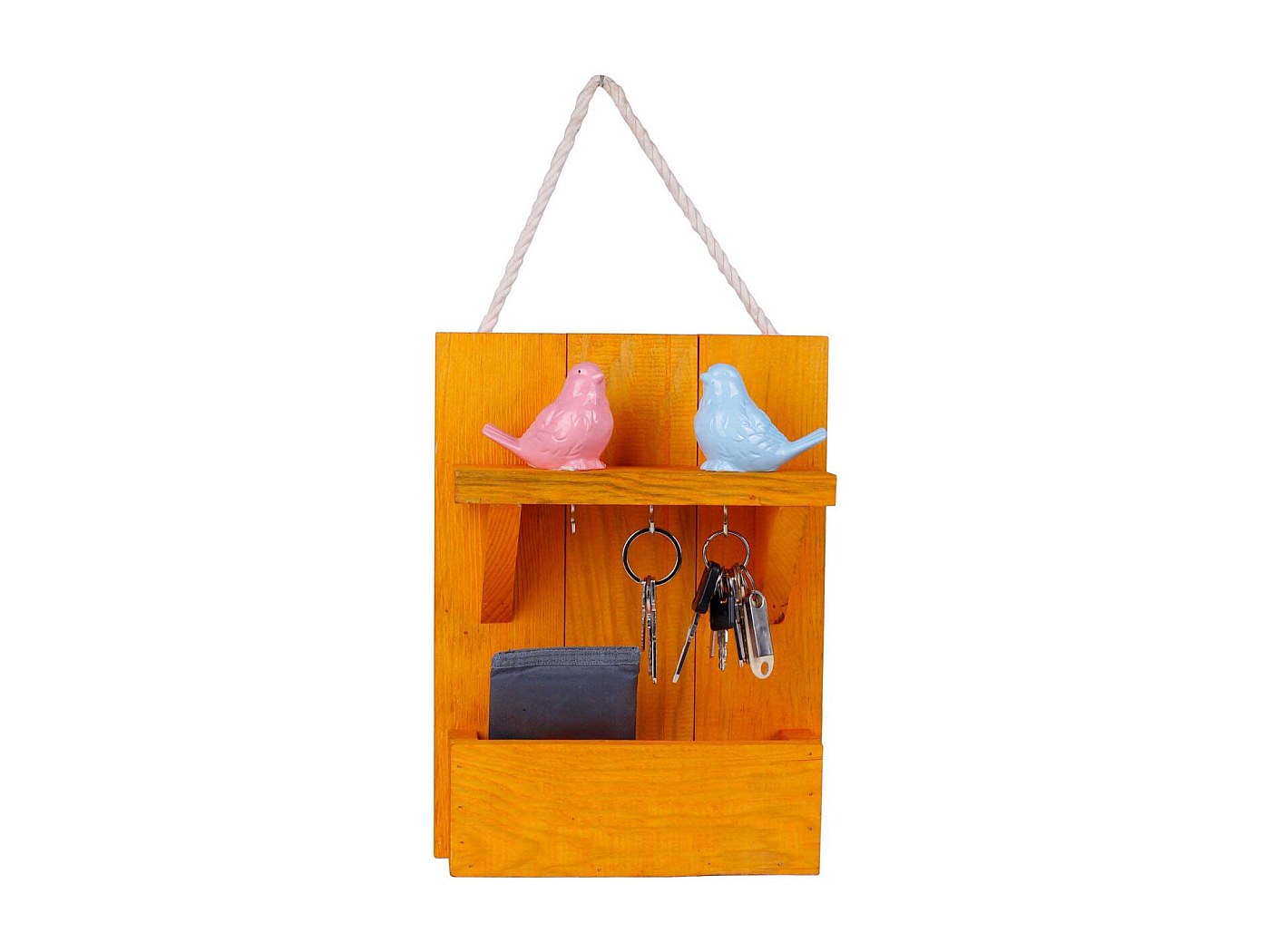 Range Courrier Et Boite CléS en Bois Porte CléS à Crochet