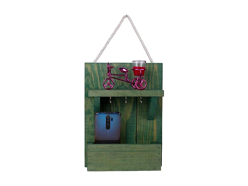 Support à clés en bois avec range courrier Holder