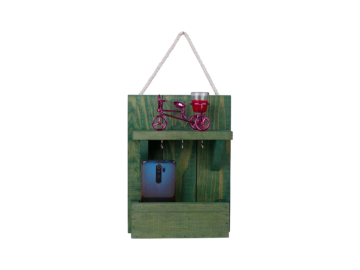 Support à clés en bois avec range courrier Holder