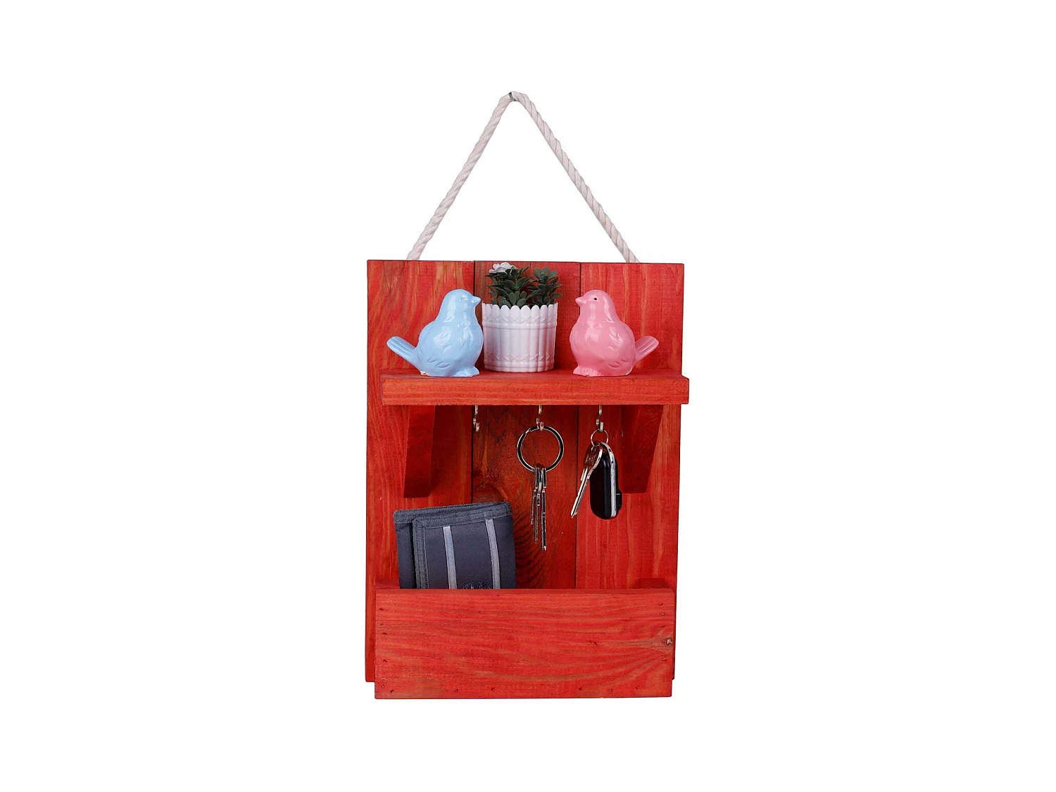 Support à clés en bois avec range courrier Holder