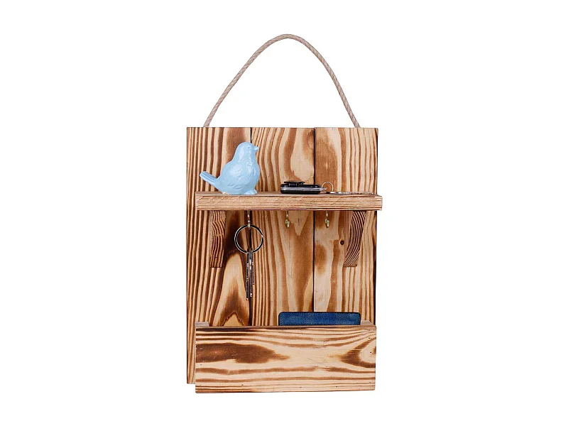 Support à clés en bois avec range courrier Holder