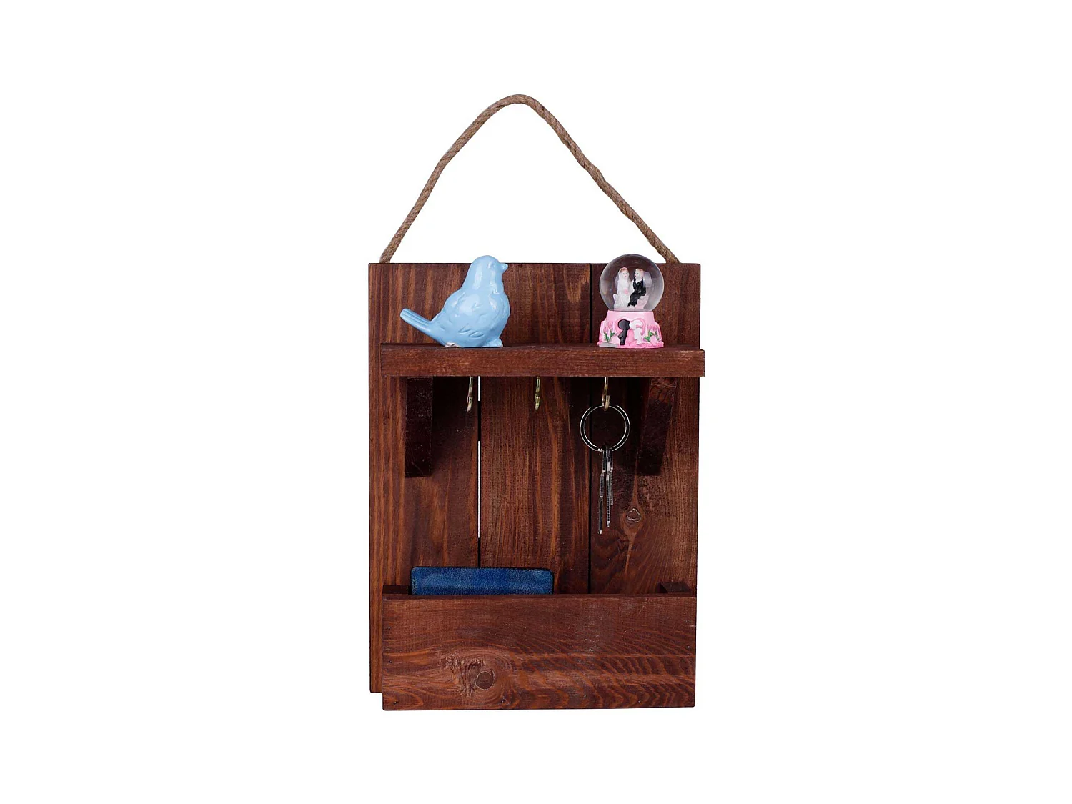 Support à clés en bois avec range courrier Holder