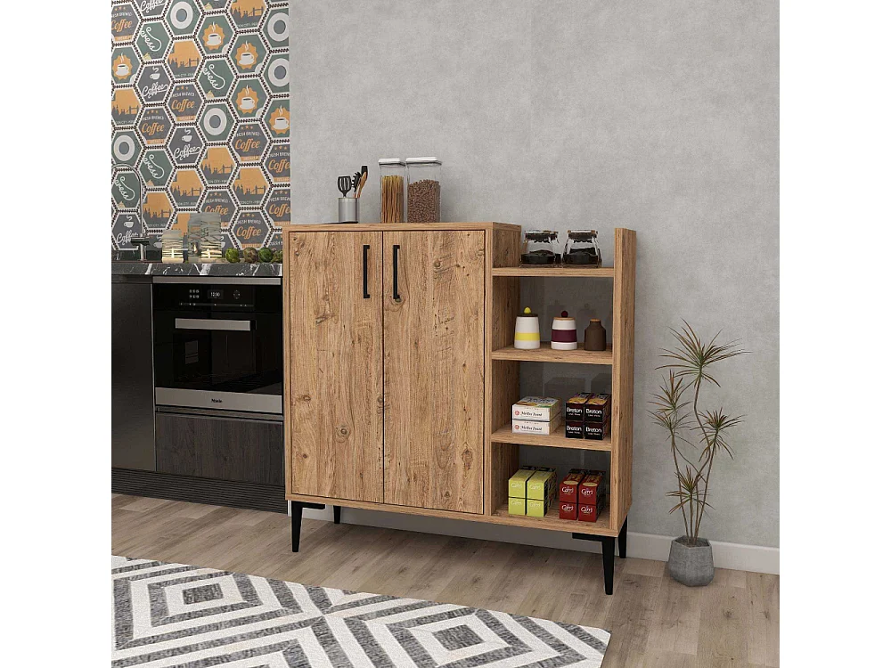 Buffet 2 portes et étagères en aggloméré Leskar