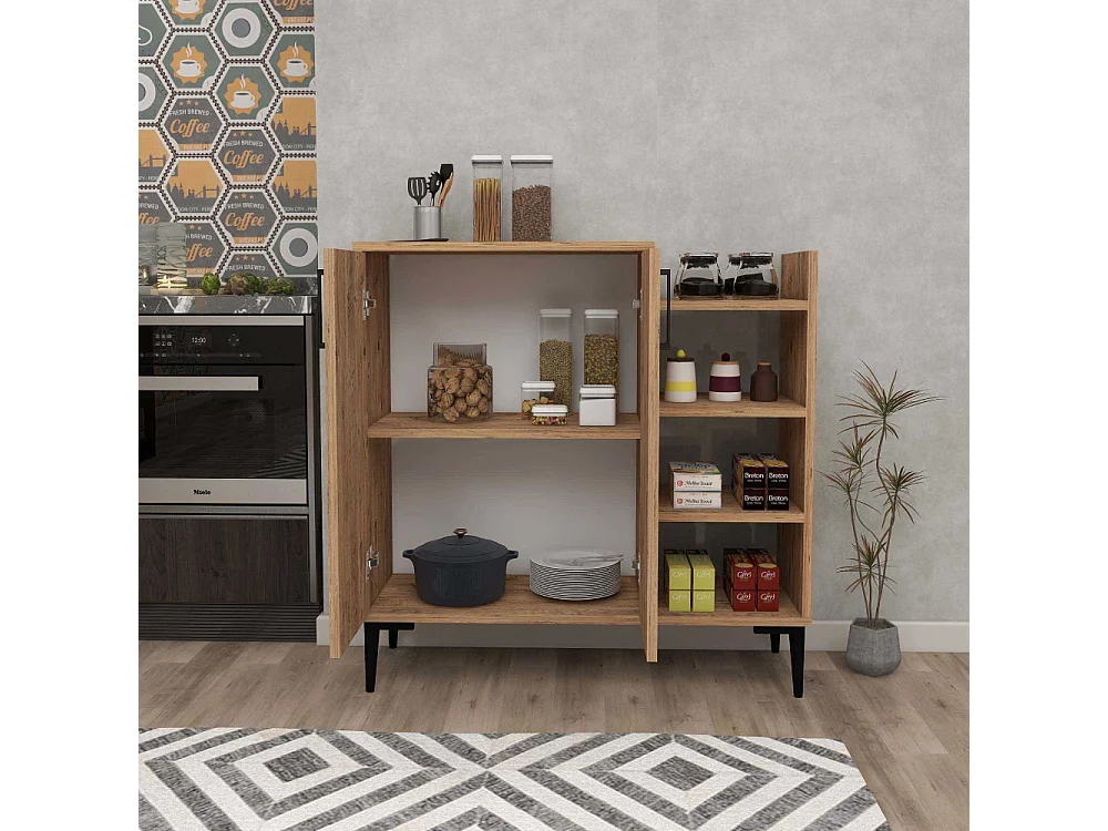 Buffet 2 portes et étagères en aggloméré Leskar