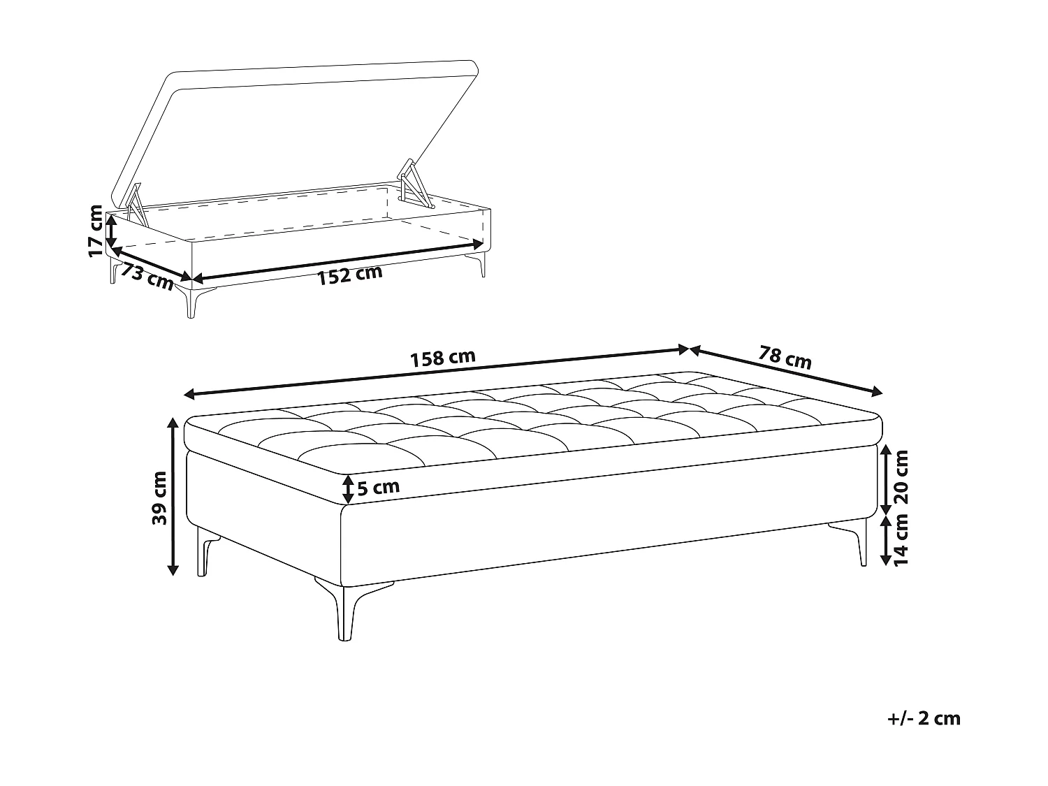 Ottomano contenitore ABERDEEN Velluto Foglia di tè