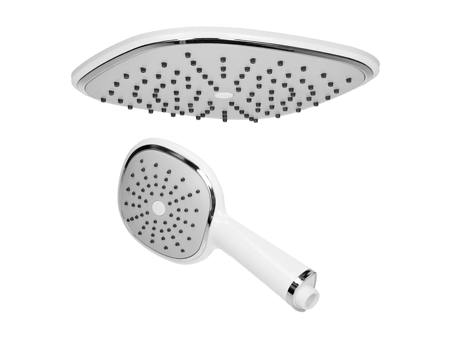 Set tête de douche avec pommeau de douche ovale blanc avec buses anti-calcaire