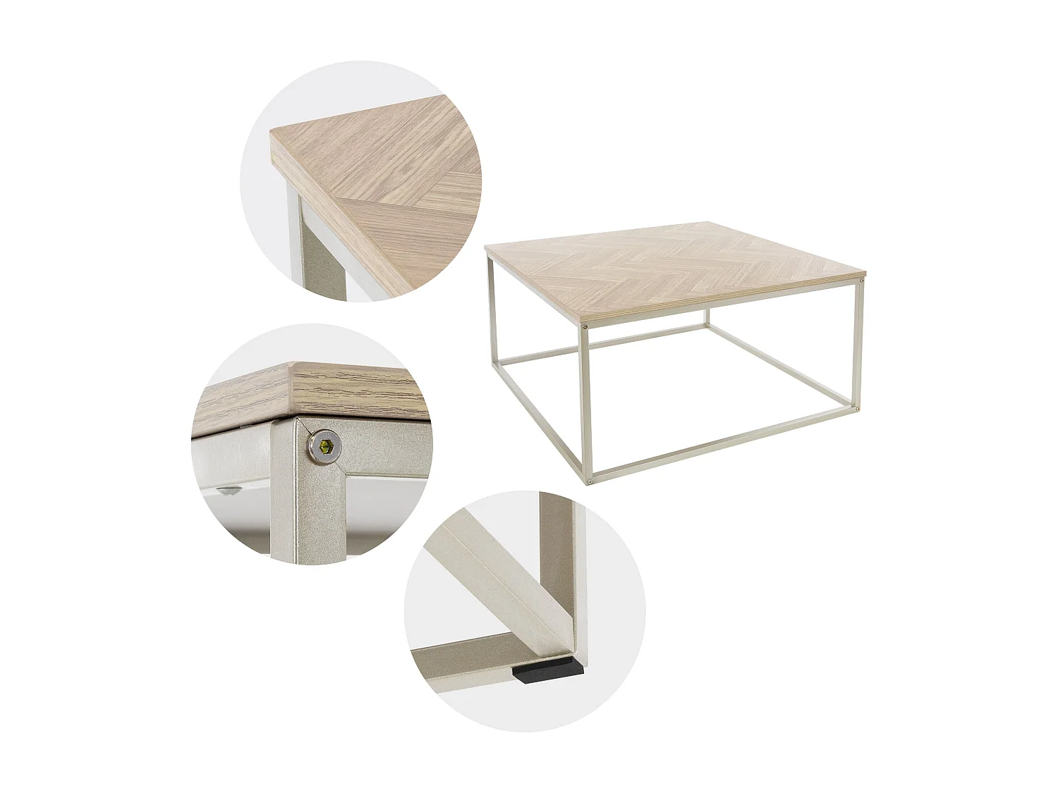 Table basse d'appoint carrée 80x80x40 cm aspect chêne panneau particules laminé