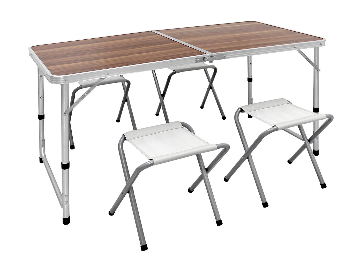Ensemble Table Et 4 Chaises De Camping Pliante Ecd-Germany - Aluminium, 120 Cm