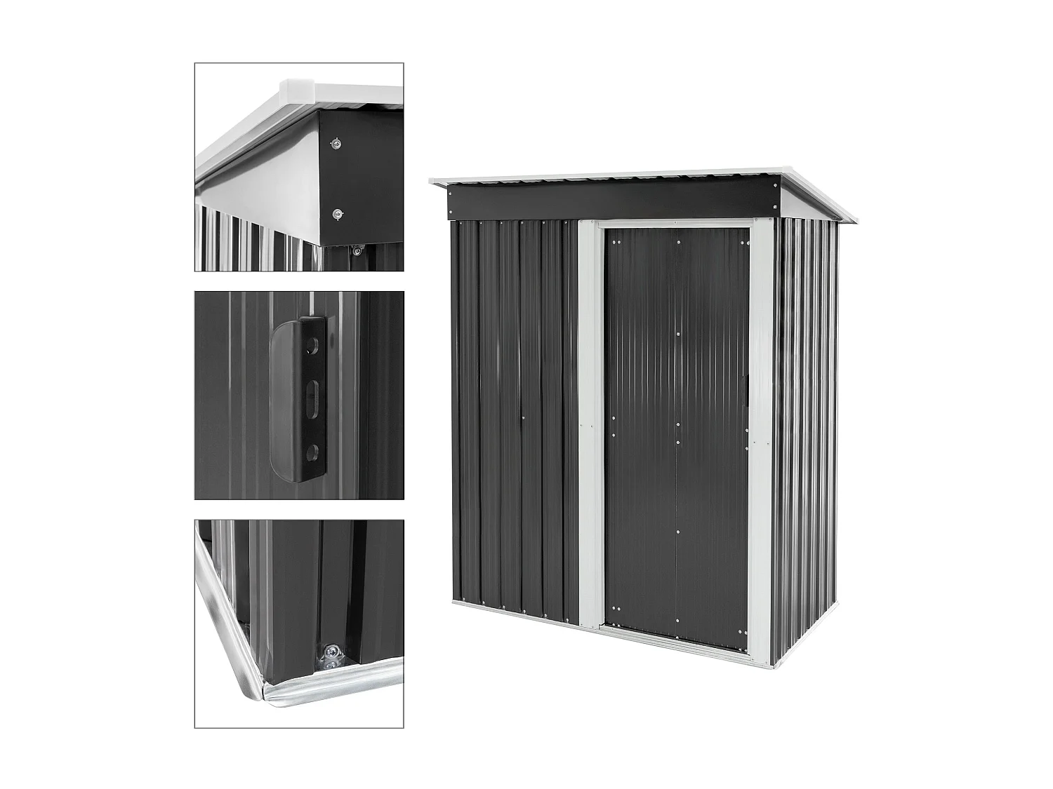 Abri de jardin serre cabane à outils stockage remise rangement vélos gris/blanc