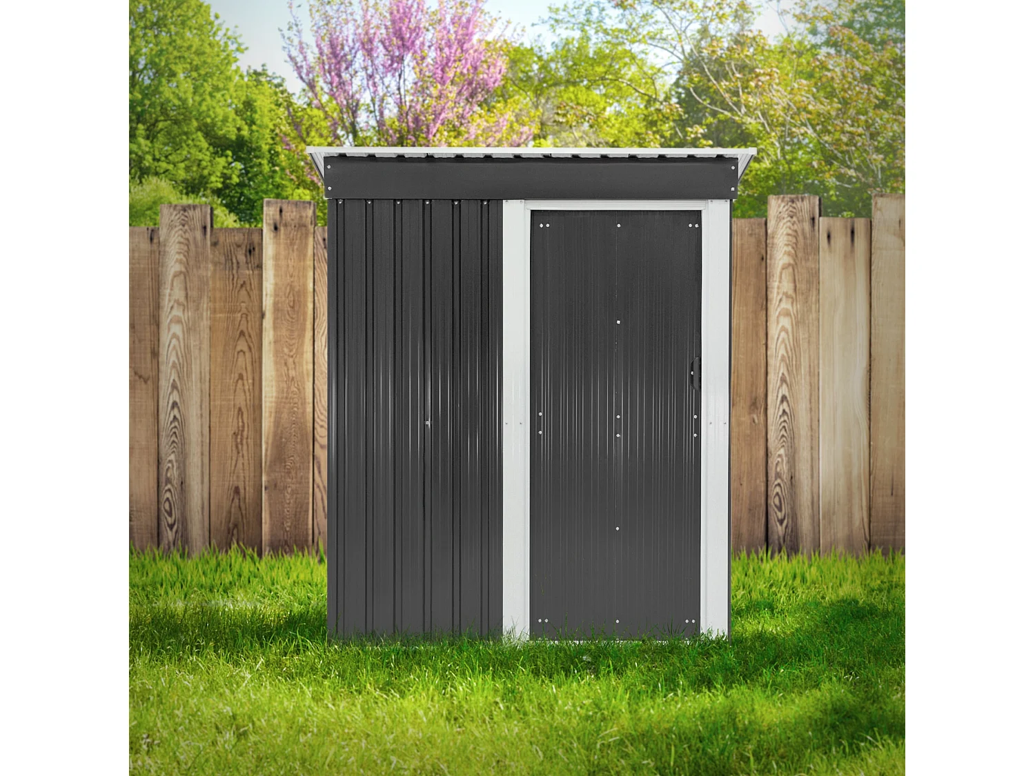 Abri de jardin serre cabane à outils stockage remise rangement vélos gris/blanc