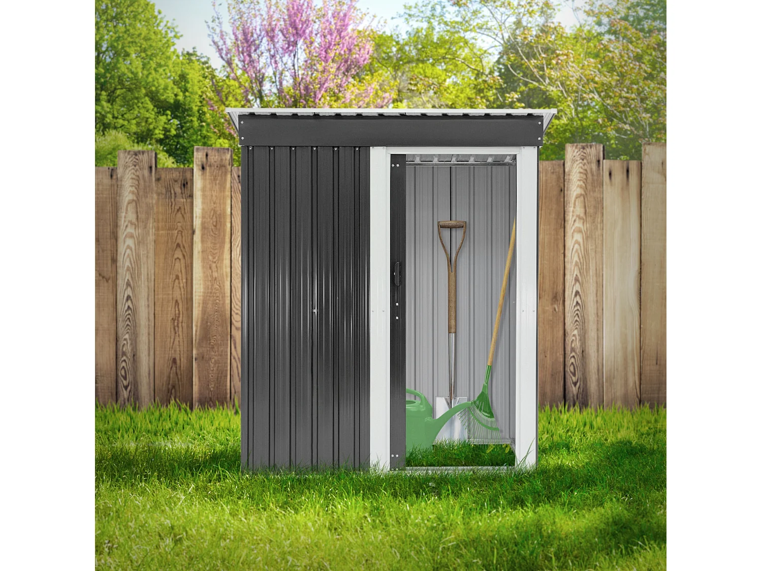 Abri de jardin serre cabane à outils stockage remise rangement vélos gris/blanc