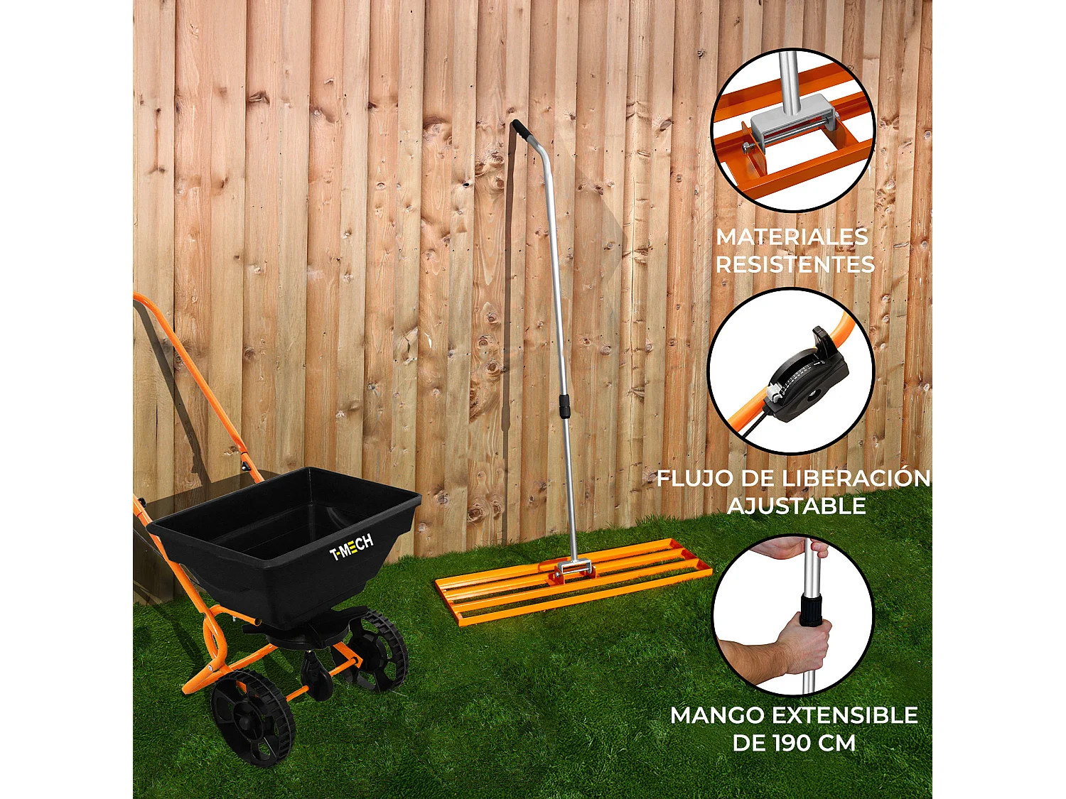 Spargitore Rotante & Livella Prato 100cm - Arancione