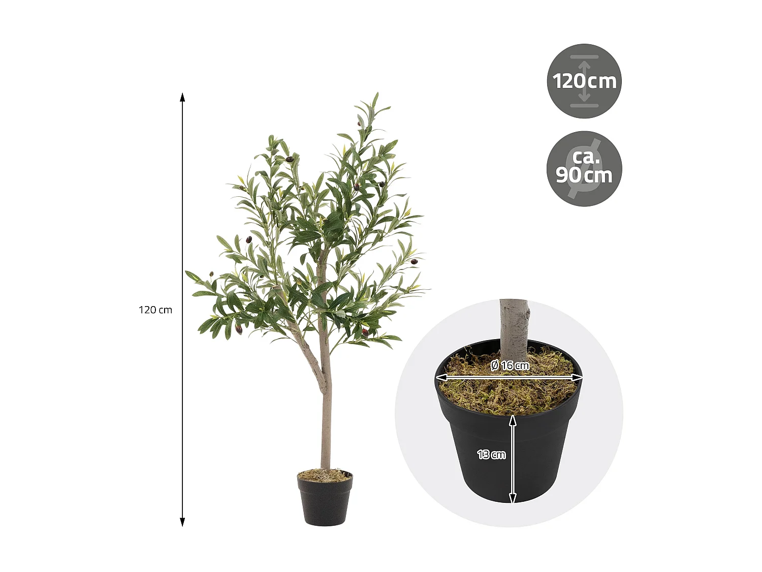 Olivier artificiel Plantes artificielles Arbre artificiel en pot 120 cm