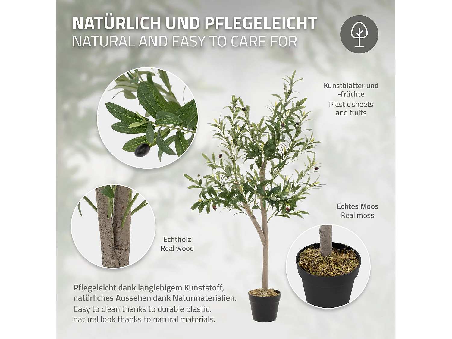 Olivier artificiel Plantes artificielles Arbre artificiel en pot 120 cm