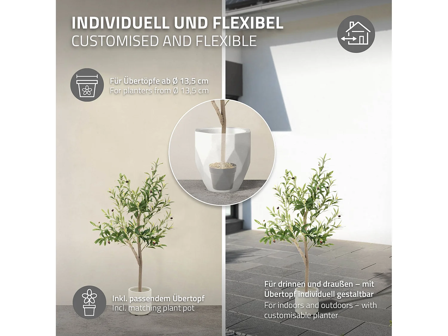 Olivier artificiel Plantes artificielles Arbre artificiel en pot 120 cm