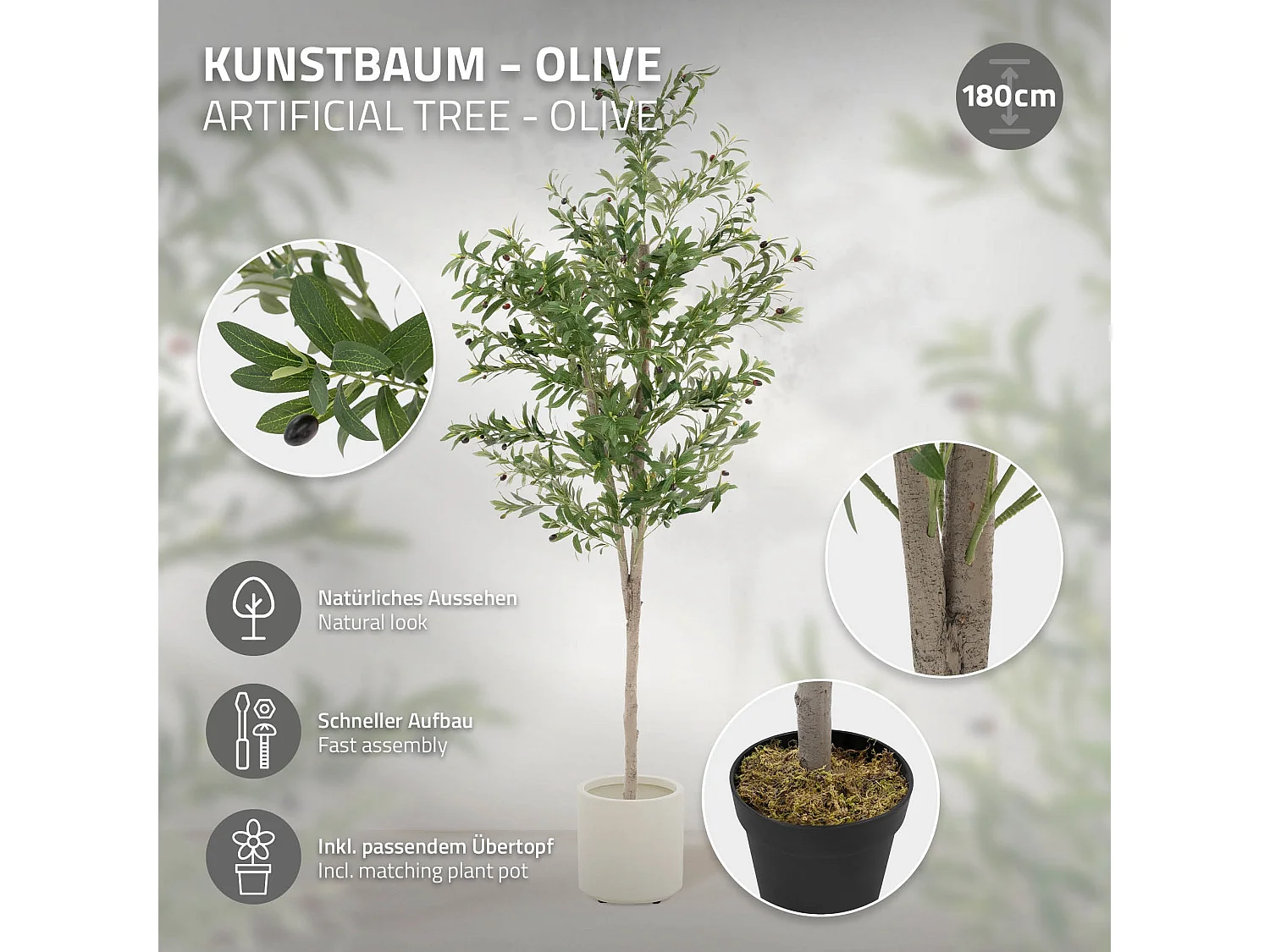 Ulivo artificiale Piante artificiali Albero artificiale Pianta artificiale in va