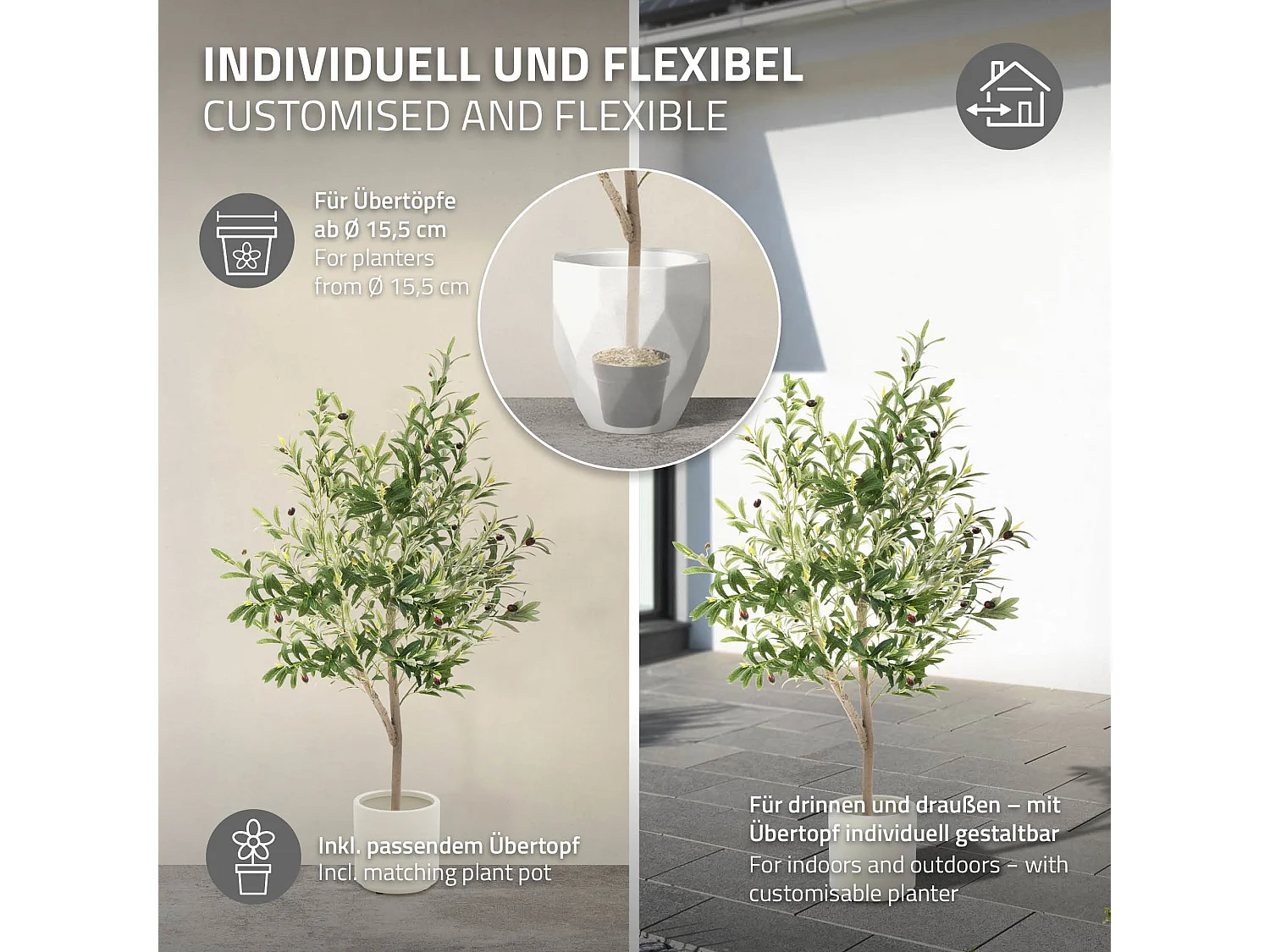 Olivier artificiel Plantes artificielles Arbre artificiel en pot 150 cm